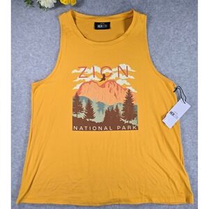 Herizon Zion National Park Graphic Tank Top Mustard Yellow Size L
